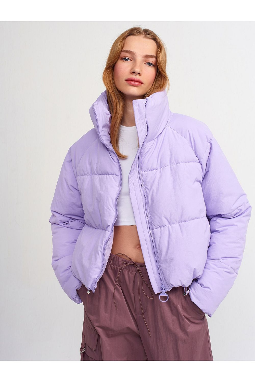 Dilvin Winter Jacket Purple Puffer Trendyol