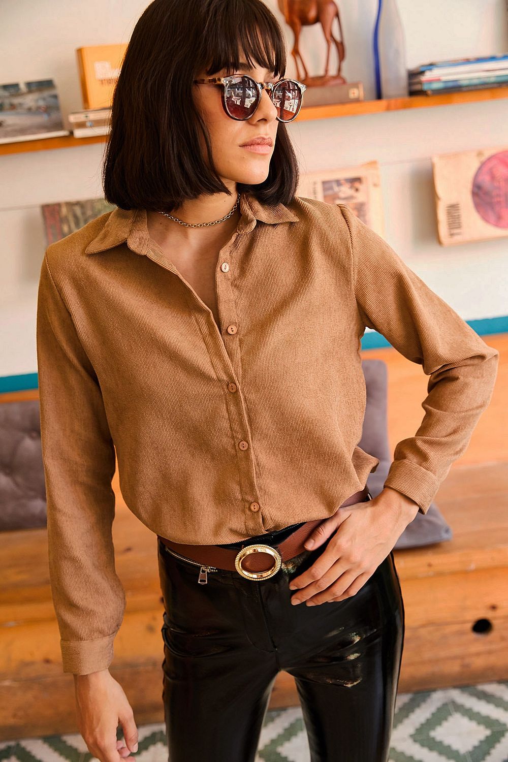 Emerald green cheap dress shirt womens