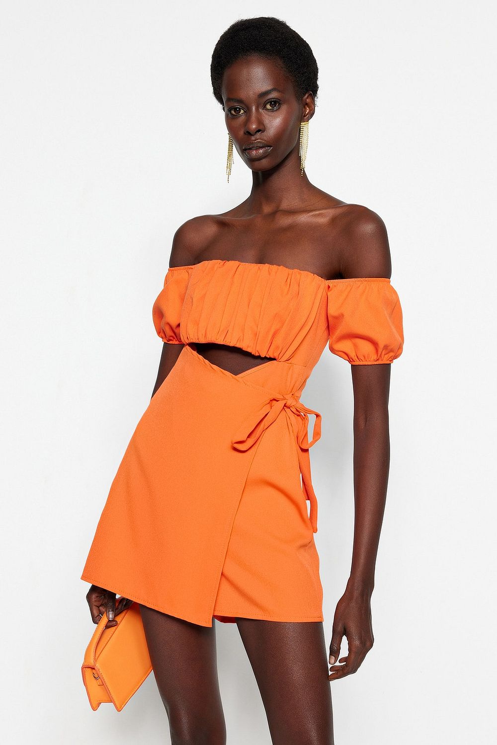 Orange one clearance shoulder jumpsuit