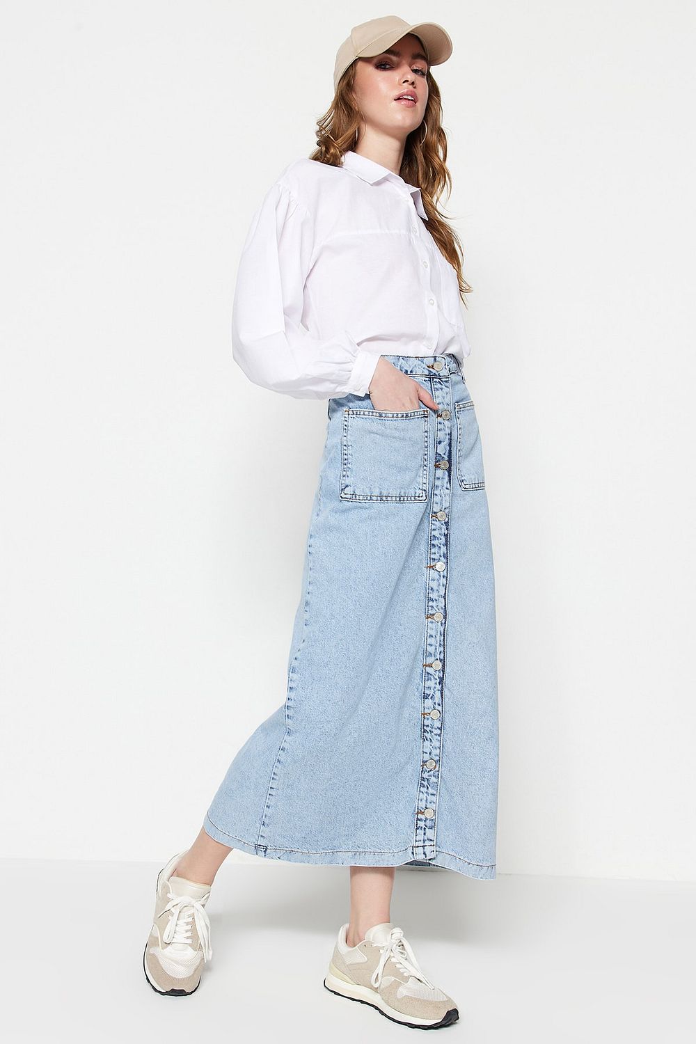 Denim jeans high waisted skirt on sale