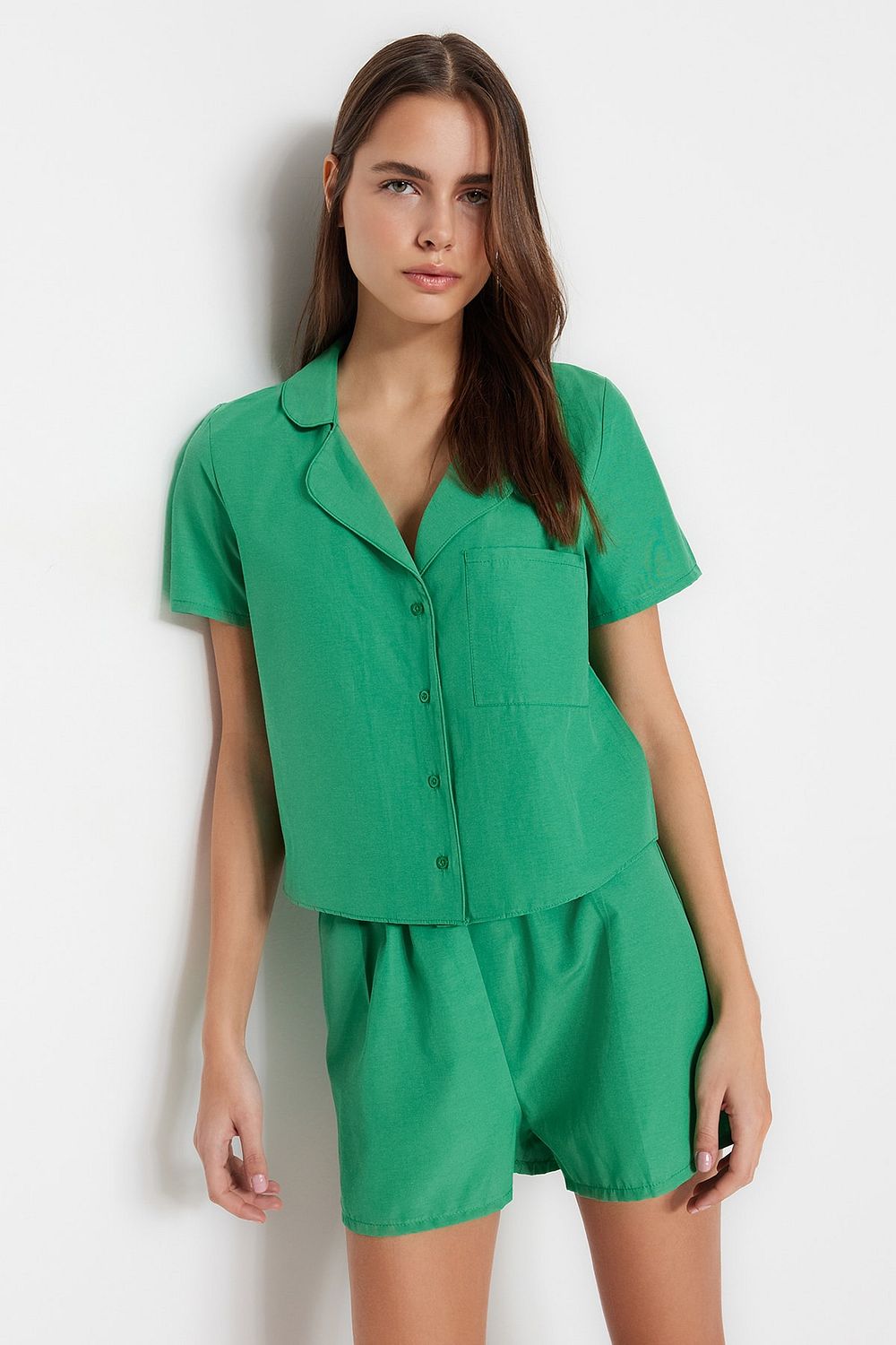 Trendyol Collection Pajama Set - Green - Plain