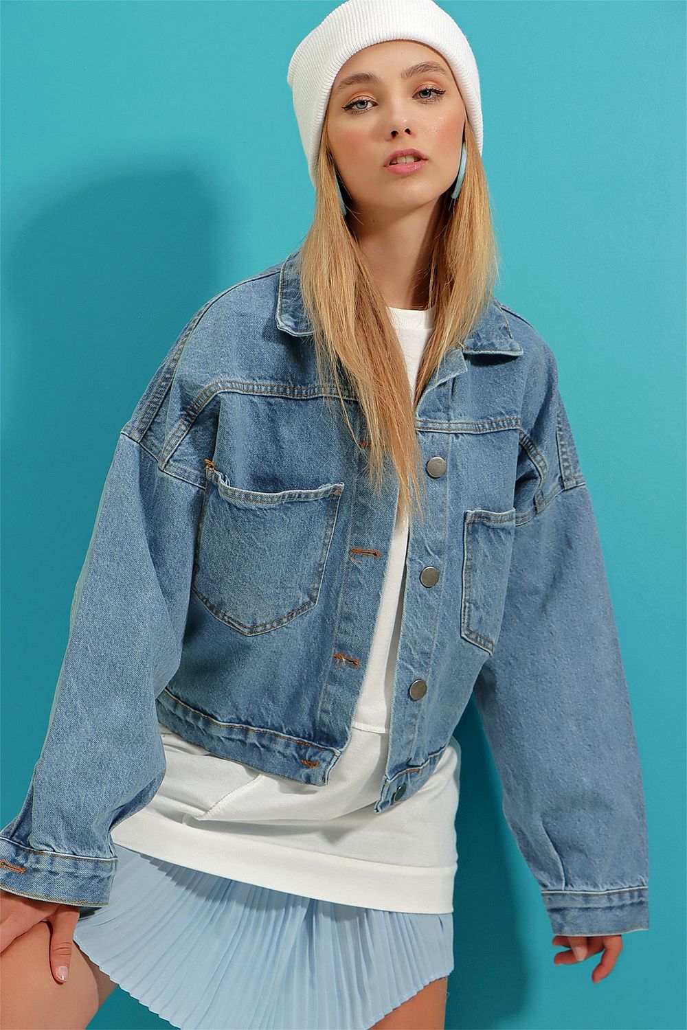 Dark wash 2025 oversized denim jacket