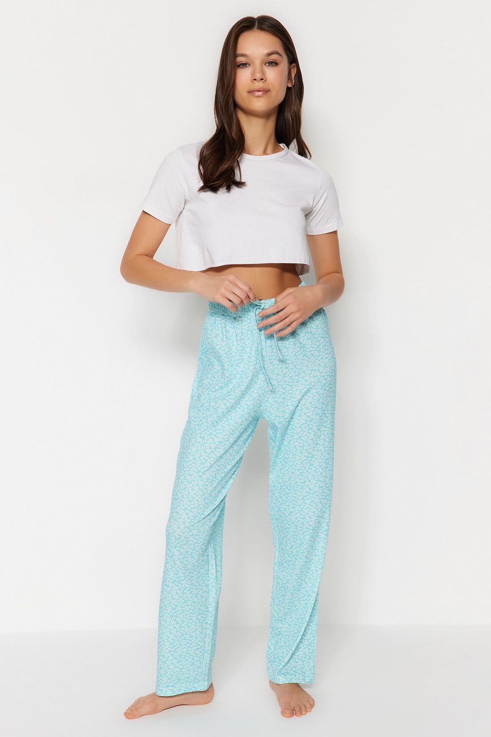 Trendyol Collection Pajama Bottoms - Blue - Straight - Trendyol