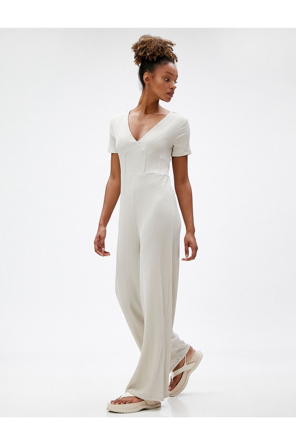 V neck short shop sleeve jumpsuit
