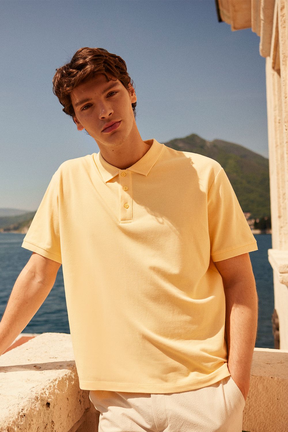 yellow Cotton Short Sleeve T-Shirt for Men