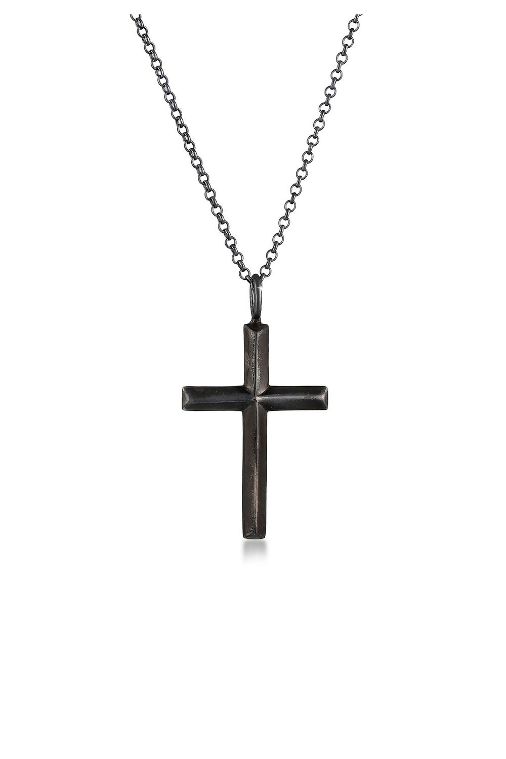 KUZZOI Halskette Herren Erbskette Kreuz Trendyol - 925 Silber Massiv Oxidiert