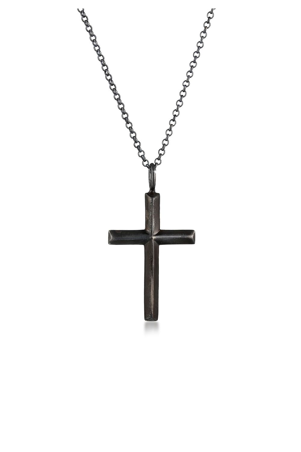 Halskette Erbskette Silber Massiv Trendyol - Oxidiert 925 Herren KUZZOI Kreuz