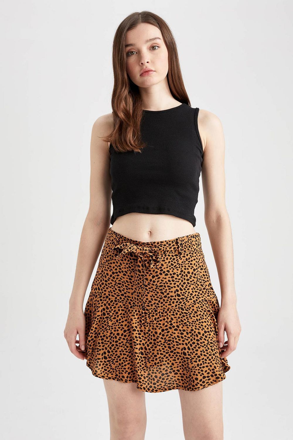 Patterned best sale flounced skirt