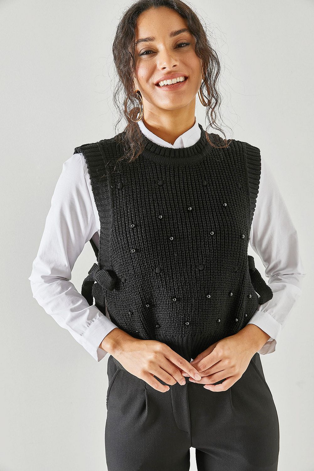 Olalook Sweater Vest Black Regular fit Trendyol