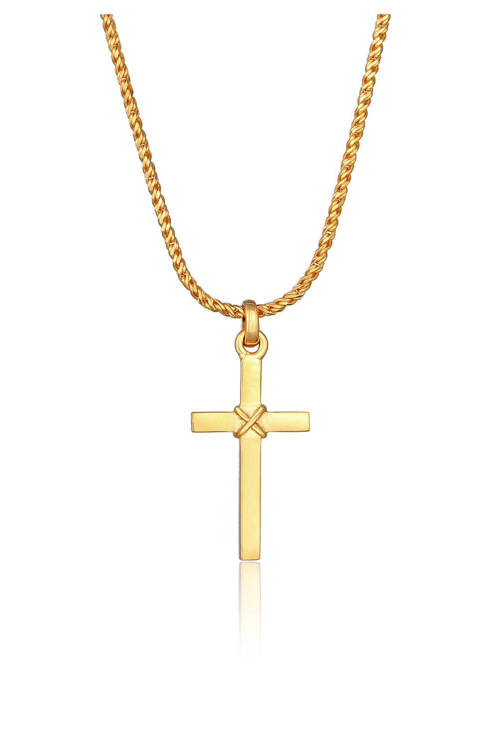KUZZOI Halskette Kordelkette Kreuz Silber - Flach Herren 925 Trendyol