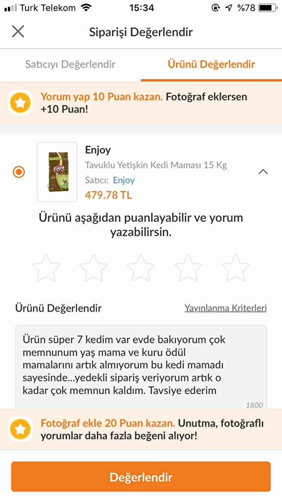Ürün süper 7 kedim var evde bakıyorum çok memnunum yaş mama ve kuru ödül mamalarını artık almıyorum bu kedi mamadı sayesinde...yedekli sipariş veriyorum artık o kadar çok memnun kaldım. Tavsiye ederim