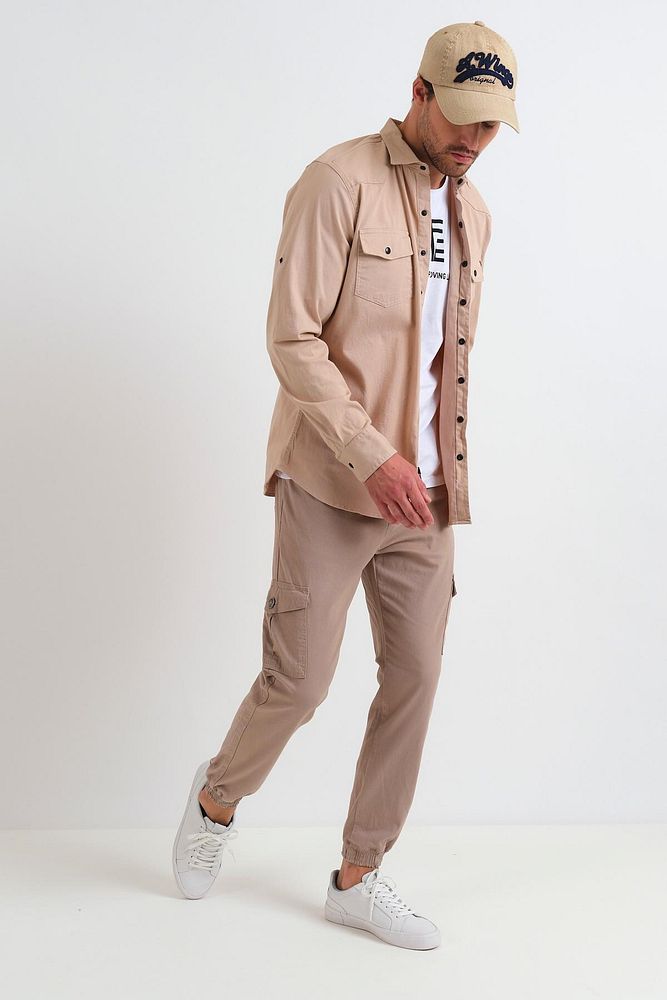 Rodi Jeans Erkek Beli ve Paçası Lastikli Kargo Cepli Keten Jogger Pantolon