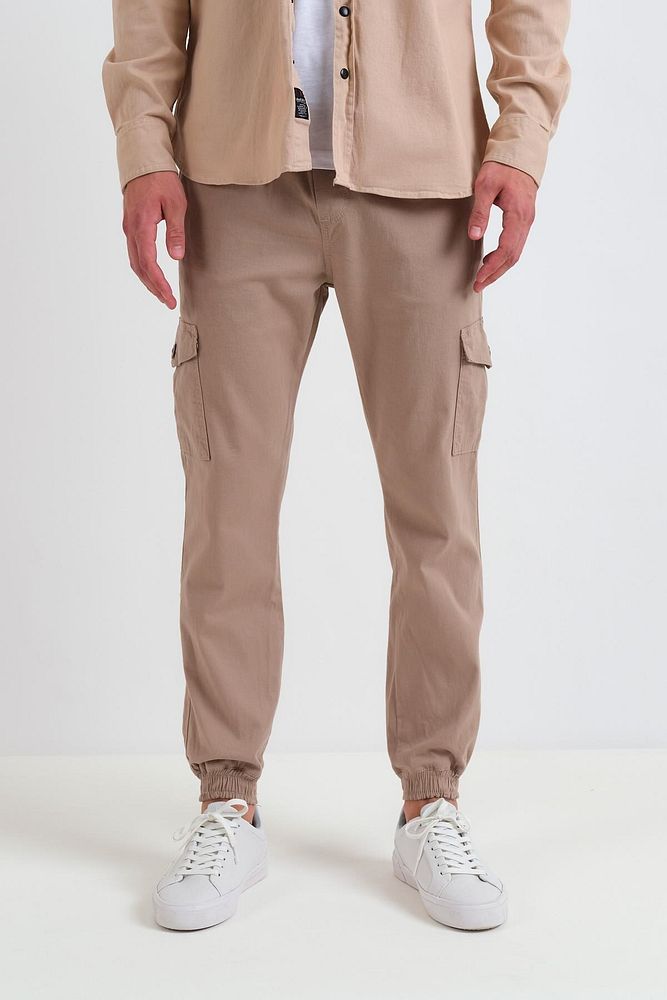 Rodi Jeans Erkek Beli ve Paçası Lastikli Kargo Cepli Keten Jogger Pantolon