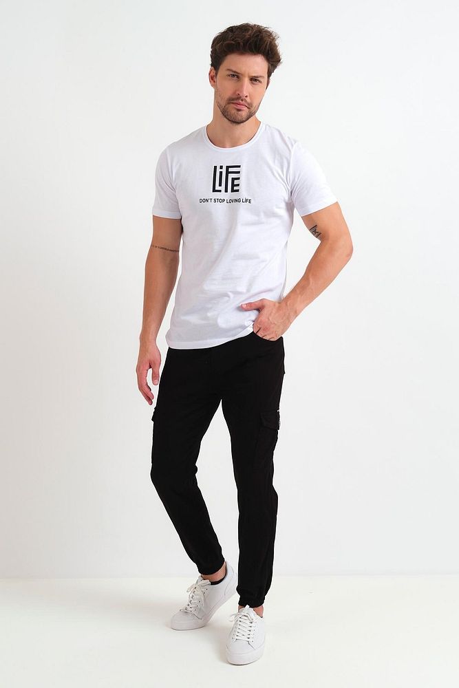 Rodi Jeans Erkek Beli ve Paçası Lastikli Kargo Cepli Keten Jogger Pantolon