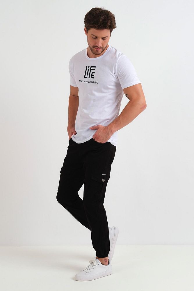 Rodi Jeans Erkek Beli ve Paçası Lastikli Kargo Cepli Keten Jogger Pantolon