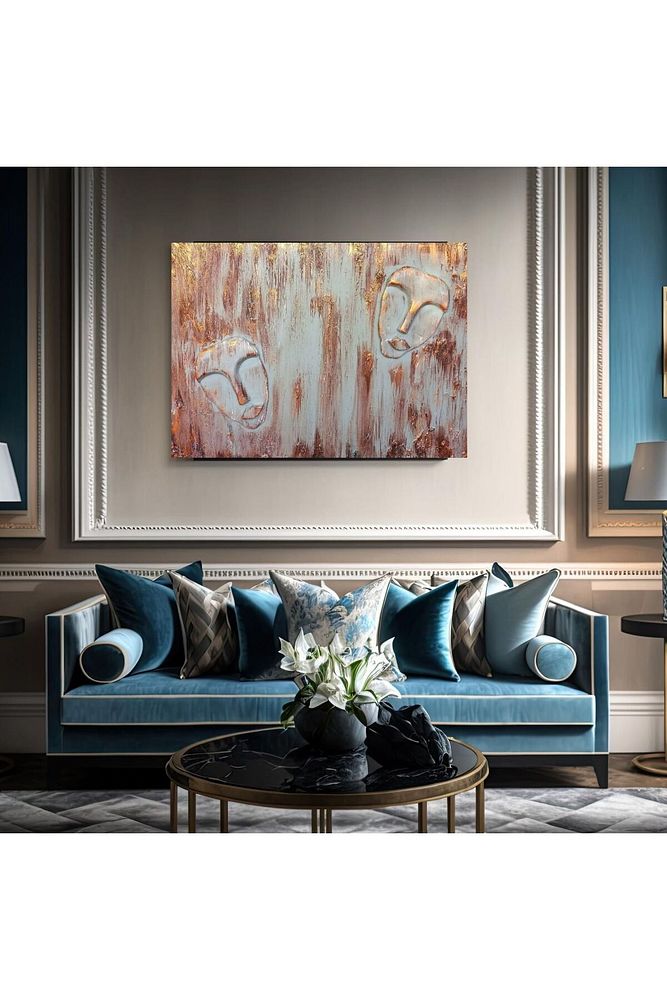 Modern Sanat Orijinal Eskitme 3 Boyutlu Maskeli Dekoratif Akrilik Tablo
