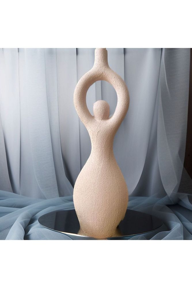 Yoga Zenith: Kadın Figürlü Özel Pigment Boyalı Seramik Vazo Ve Şamdan