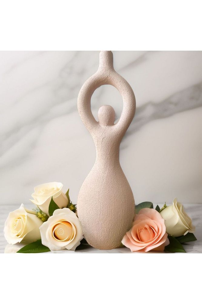 Yoga Zenith: Kadın Figürlü Özel Pigment Boyalı Seramik Vazo Ve Şamdan