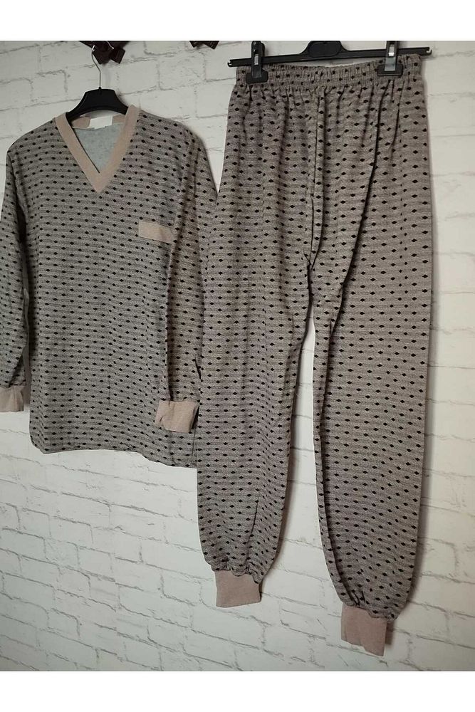 Yeni desen %100 ham pamuk, likrasız, KIŞLIK içi şardonlu, uzun kollu , baba pijama takımı