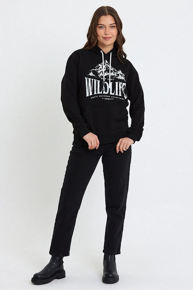 Rodi Jeans Erkek 3 İplik Kapüşonlu Önü Yazı Baskılı Sweatshirt