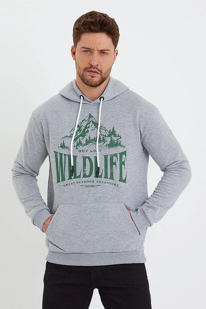Rodi Jeans Erkek 3 İplik Kapüşonlu Önü Yazı Baskılı Sweatshirt