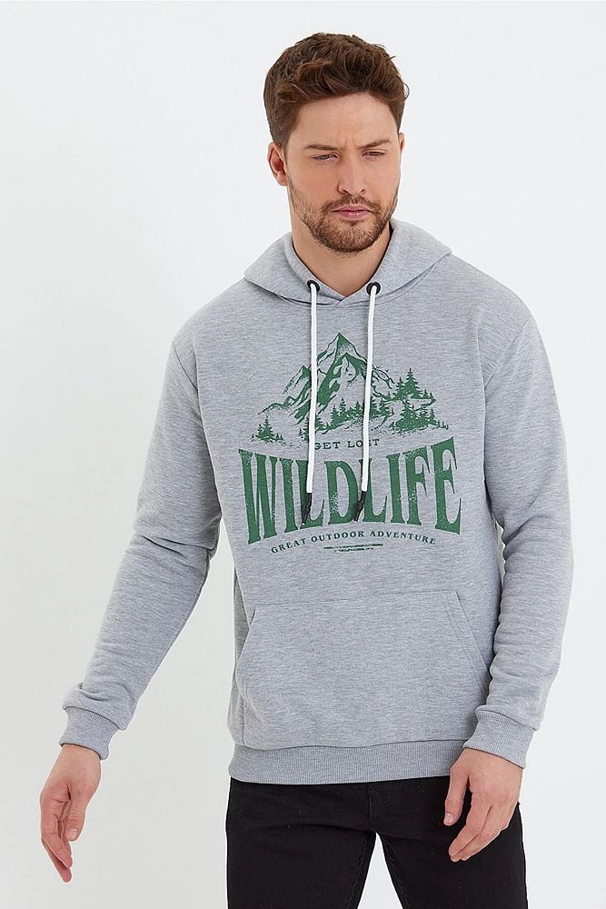 Rodi Jeans Erkek 3 İplik Kapüşonlu Önü Yazı Baskılı Sweatshirt