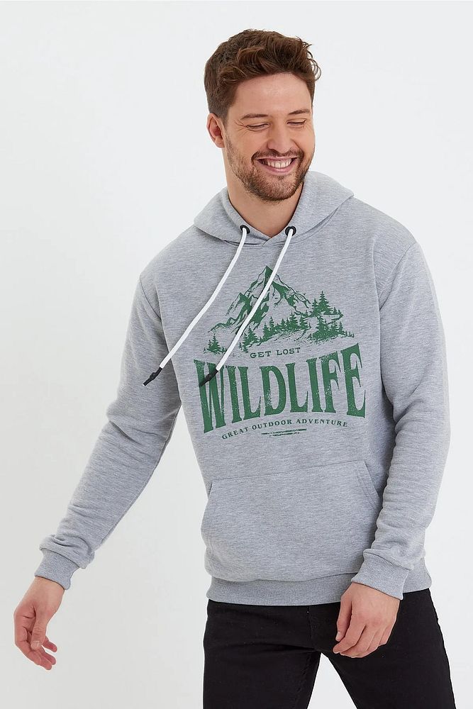 Rodi Jeans Erkek 3 İplik Kapüşonlu Önü Yazı Baskılı Sweatshirt