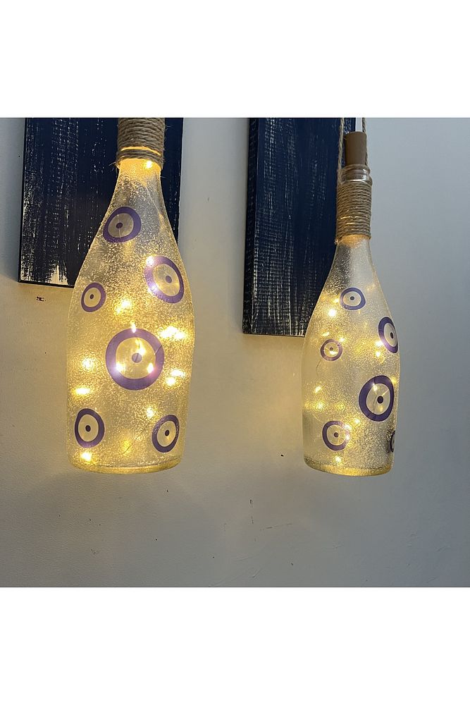 Nazar Boncuklu Peri LED Işıklı Ahşap Panel Ferforje Aplik – Vintage & Mistik Ev Dekorasyonu