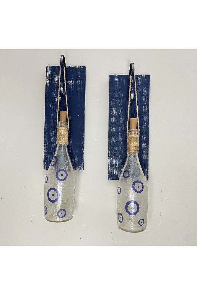 Nazar Boncuklu Peri LED Işıklı Ahşap Panel Ferforje Aplik – Vintage & Mistik Ev Dekorasyonu