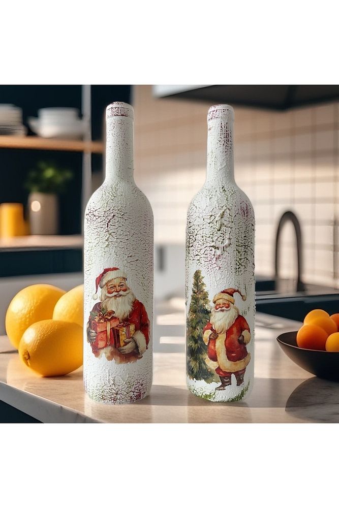 Yılbaşı Dekoru, Yeniyıl Hediyesi, Noel süsleri, Şarap Şişesi Dekoru, Yılbaşı Masası Süsleri