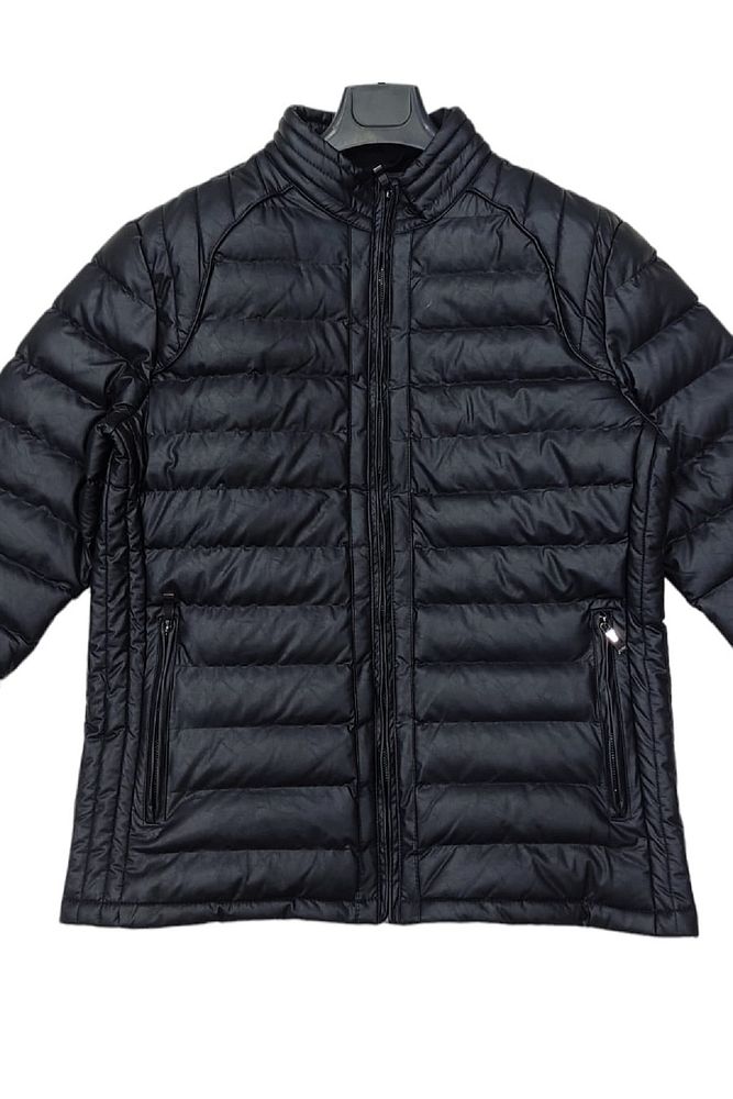 Dynamo Erkek Siyah Slim Fit Dik Yaka Şişme Deri Mont