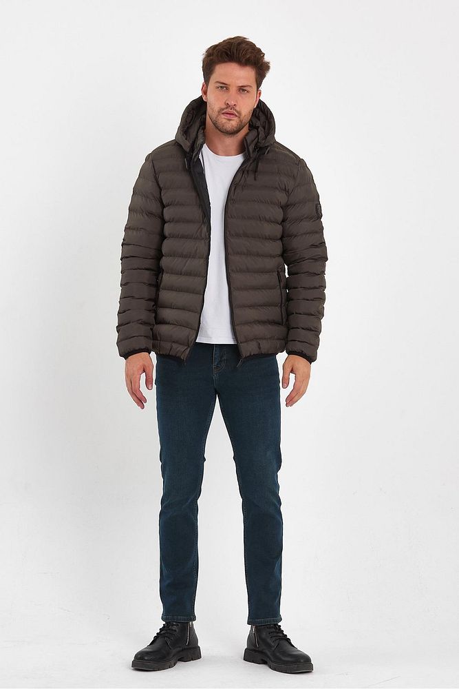 Rodi Jeans Erkek Haki Çıkarılabilir Kapşonlu Şişme Mont