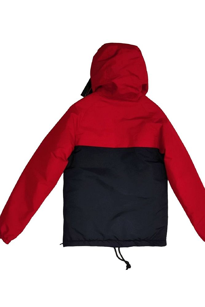 Erkek Kırmızı Siyah Slim Fit Garnili Su Geçirmez Yağmurluk Mont