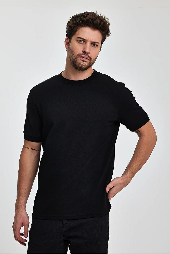 Rodi Jeans Erkek Regular Fit Petek Süprem Dokuma Bisiklet Yaka Cotton T-shirt