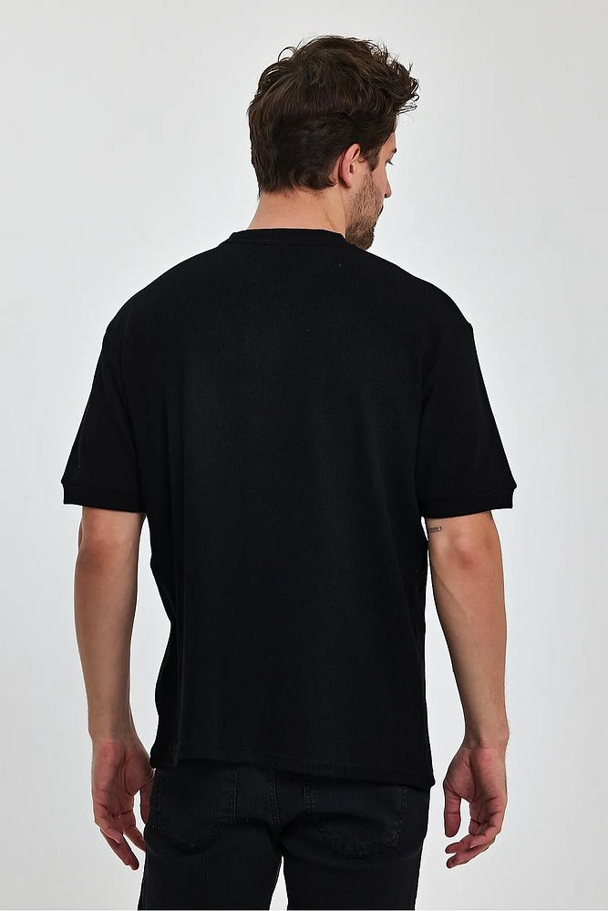 Rodi Jeans Erkek Önü Düğmeli Bisiklet Yaka Relaxed Fit Petek Dokuma T-shirt