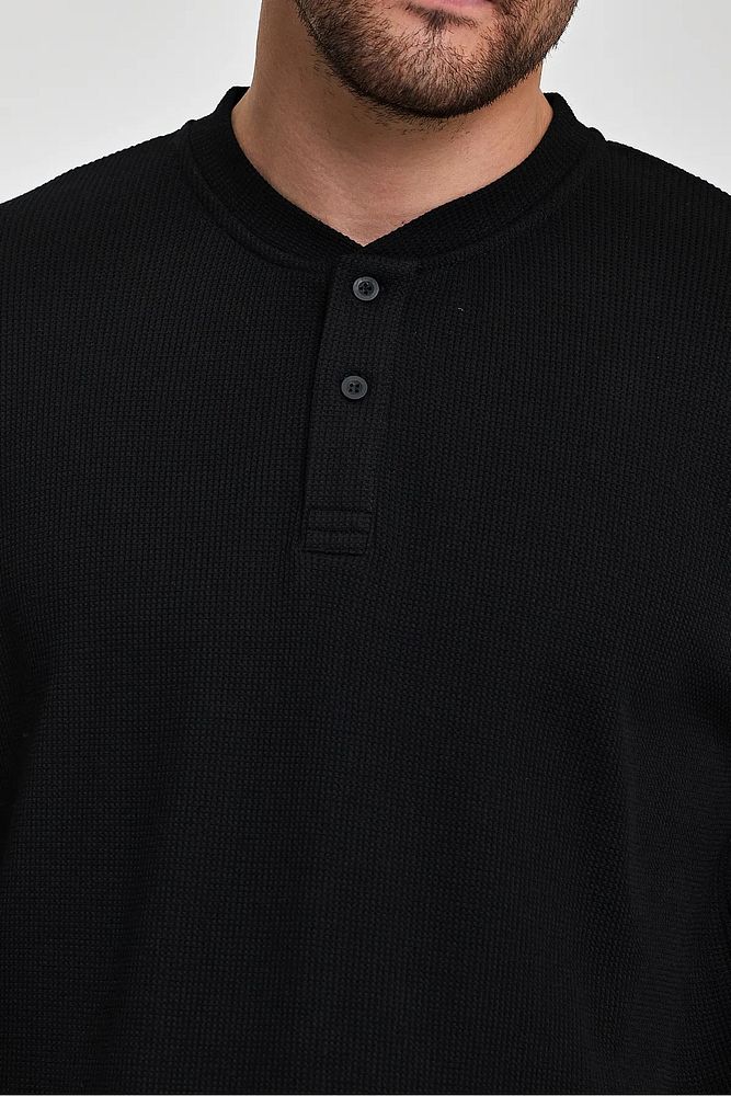 Rodi Jeans Erkek Önü Düğmeli Bisiklet Yaka Relaxed Fit Petek Dokuma T-shirt