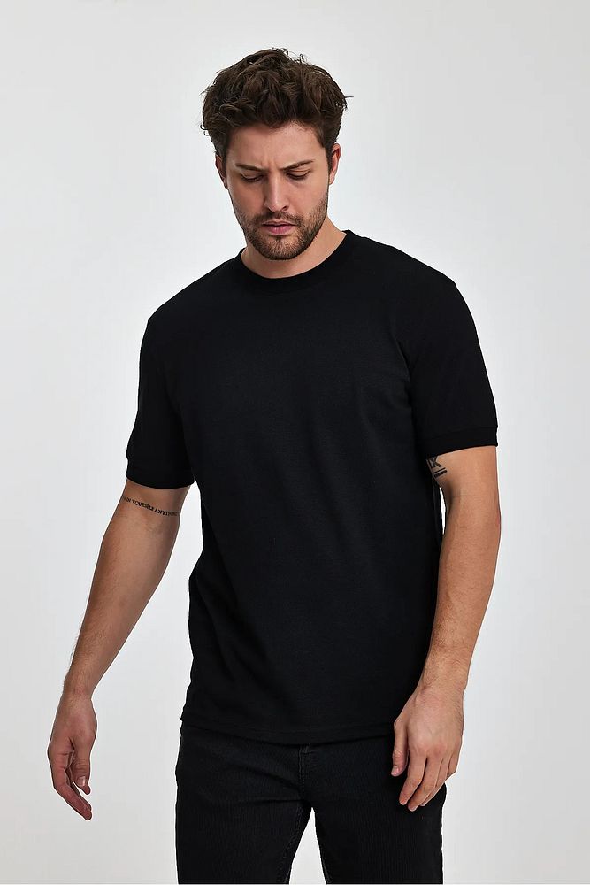 Rodi Jeans Erkek Regular Fit Petek Süprem Dokuma Bisiklet Yaka Cotton T-shirt