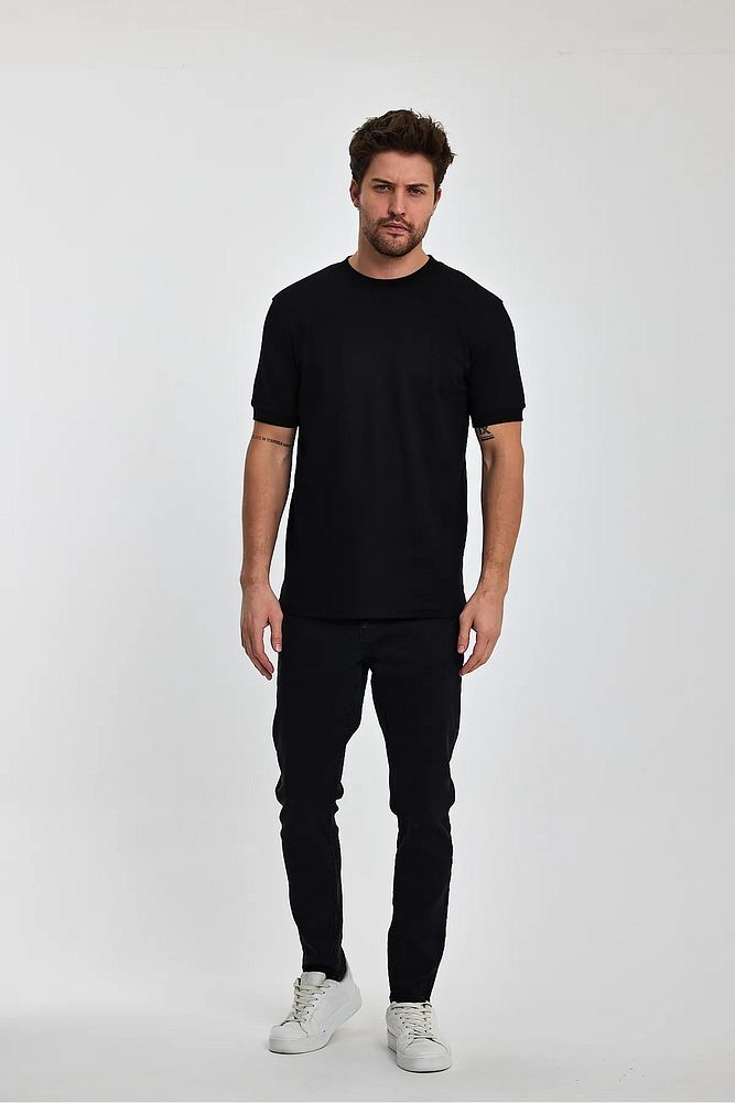 Rodi Jeans Erkek Regular Fit Petek Süprem Dokuma Bisiklet Yaka Cotton T-shirt