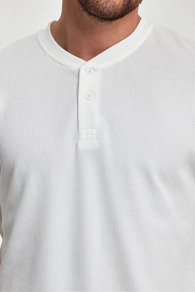 Rodi Jeans Erkek Önü Düğmeli Bisiklet Yaka Relaxed Fit Petek Dokuma T-shirt