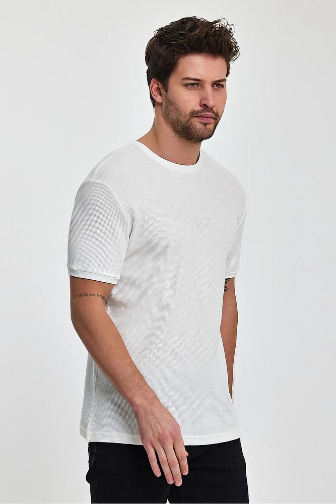 Rodi Jeans Erkek Regular Fit Bisiklet Yaka Waffal Dokuma T-shirt