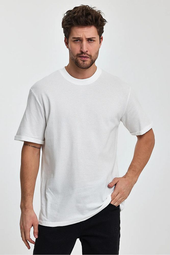 Rodi Jeans Erkek Petek Süprem Dokuma Bisiklet Yaka Relaxed Fit Cotton T-shirt