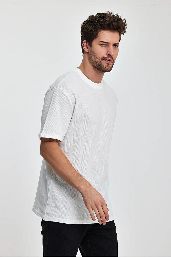Rodi Jeans Erkek Petek Süprem Dokuma Bisiklet Yaka Relaxed Fit Cotton T-shirt