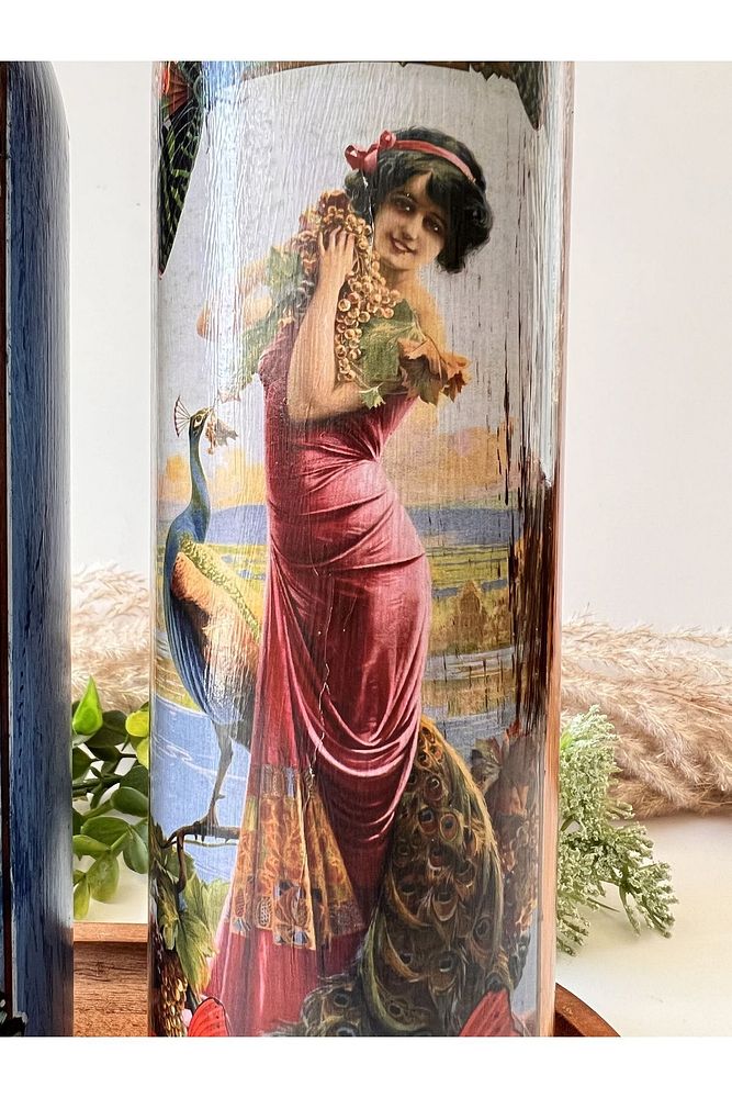 Özel Tasarım Kadın Figürlü Ahşap Stantlı 2'li 750 Ml Zeytinyağı Sıvıyağ Şişesi Yağdanlık Yağlık