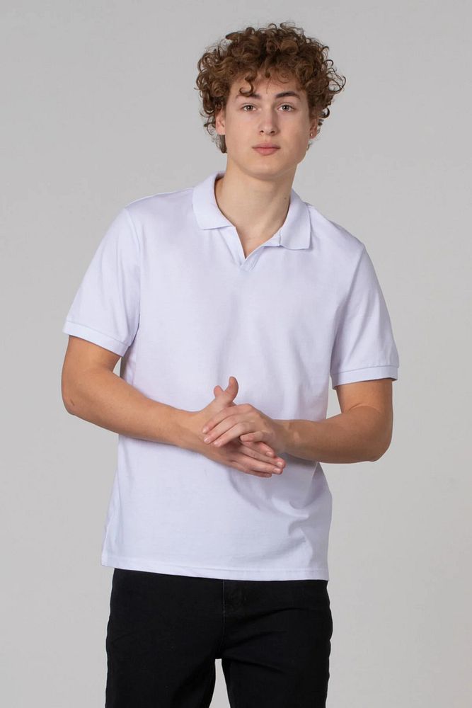 Erkek Açık Pat Likralı Polo V Yaka Pike T-Shirt