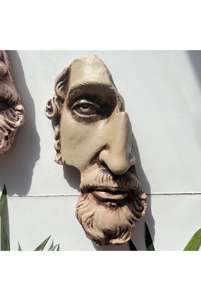 Yarım Yüz Antik Zeus Heykeli Modern Sanat Yunan Mitolojisi Duvar Dekoru 2'li Set Ev Ofis Dekor