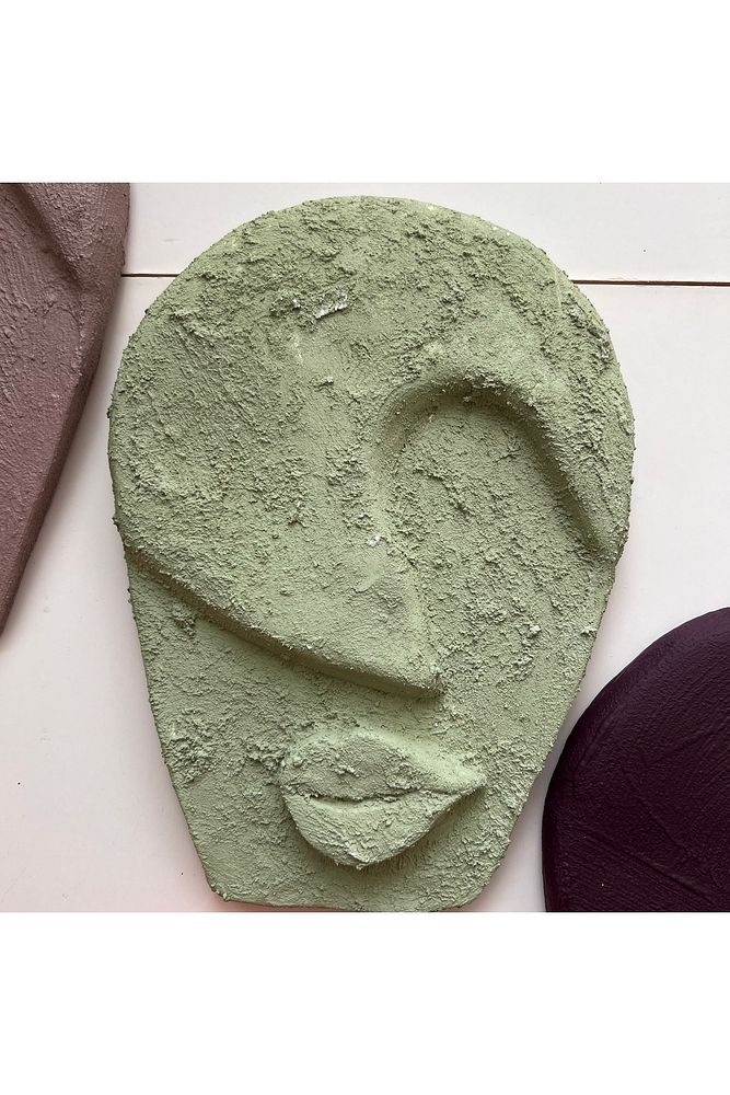 Soyut Tasarım El Yapımı Duvar Dekoru Renkli Taş Maske BÜYÜK 5'li Set, Dekor Mask, 3D Duvar Heykeli