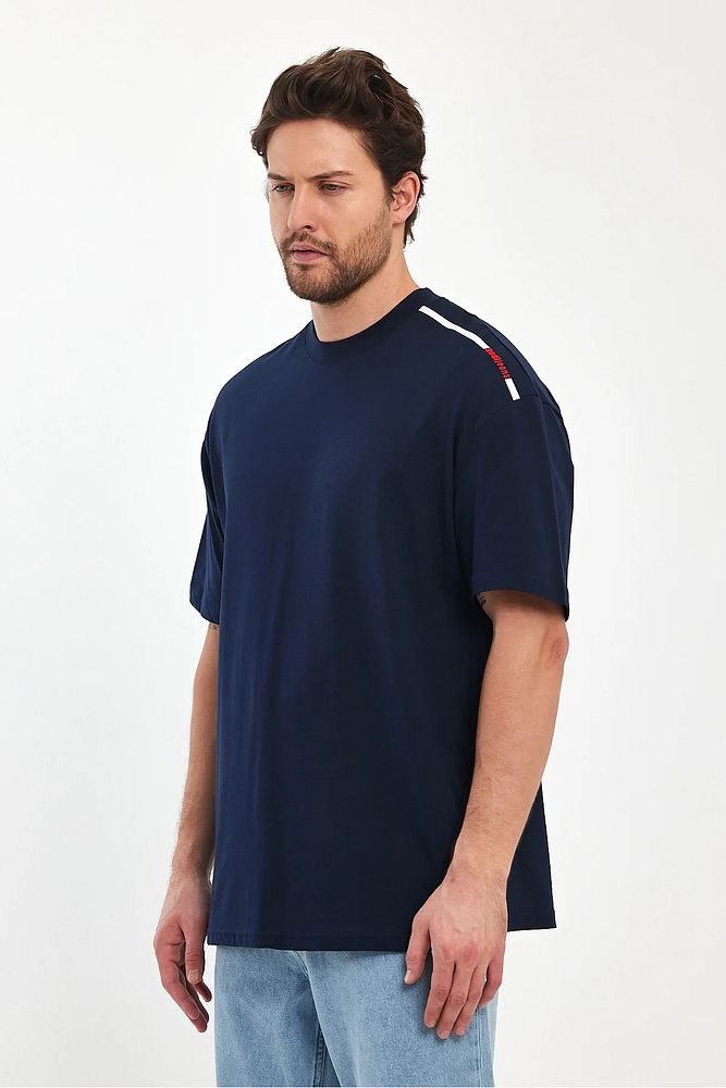 Rodi Jeans Erkek Omuzu Rodi Jeans Yazılı Bisiklet Yaka Relaxed Fit Pamuk T-Shirt