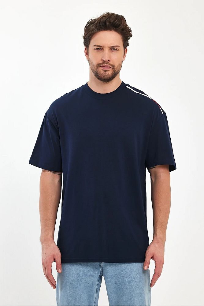 Rodi Jeans Erkek Omuzu Rodi Jeans Yazılı Bisiklet Yaka Relaxed Fit Pamuk T-Shirt