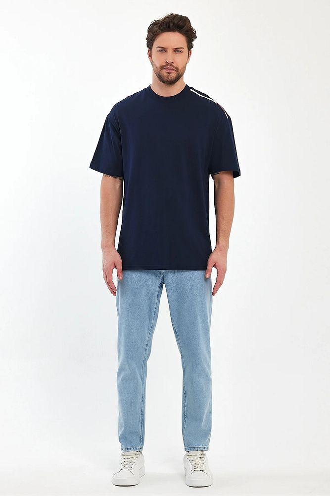 Rodi Jeans Erkek Omuzu Rodi Jeans Yazılı Bisiklet Yaka Relaxed Fit Pamuk T-Shirt