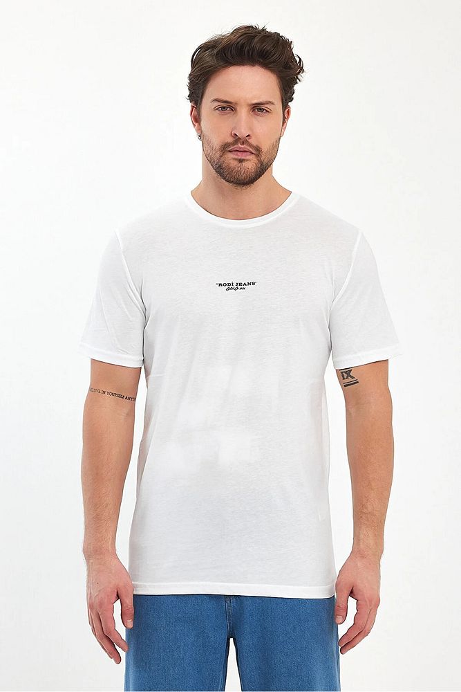 Rodi Jeans Erkek Bisiklet Yaka Rahat Kalıp Rodi Jeans Baskılı Pamuklu T-Shirt